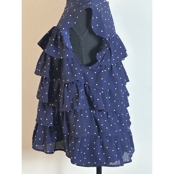 Women's Sleeveless Polka Dot Ruffle Top Summer Polka Dot Top Size Small - Picture 15 of 16